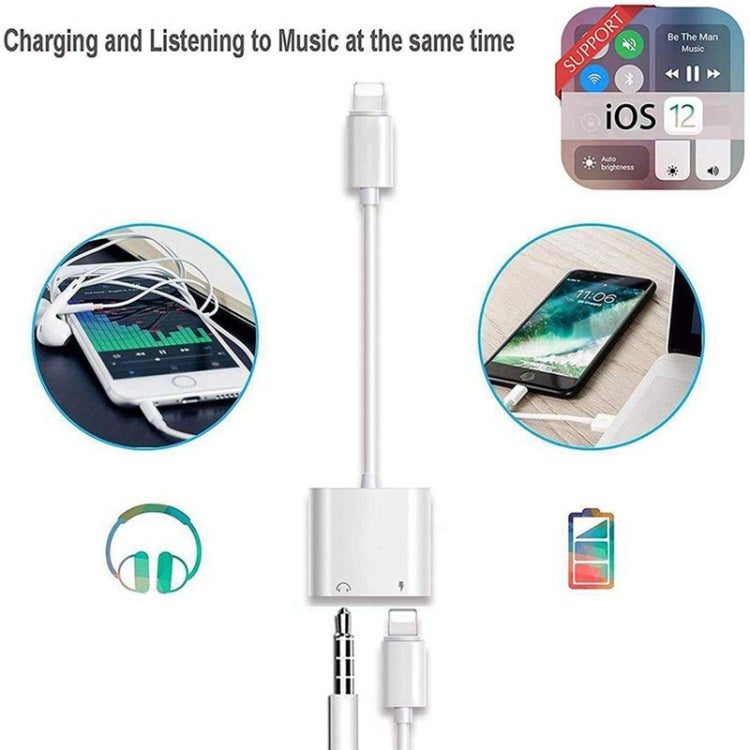 ZS-KL21804 2-in-1 8-Pin auf 3,5-mm-Audio + 8-Pin Ladeschnittstelle, Kopfhöreradapter, geeignet für alle IOS-Systeme, 8 Pin + 3,5 mm
