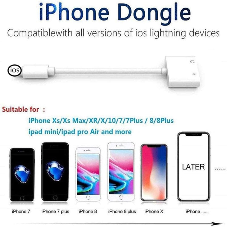 ZS-KL21804 2-in-1 8-Pin auf 3,5-mm-Audio + 8-Pin Ladeschnittstelle, Kopfhöreradapter, geeignet für alle IOS-Systeme, 8 Pin + 3,5 mm