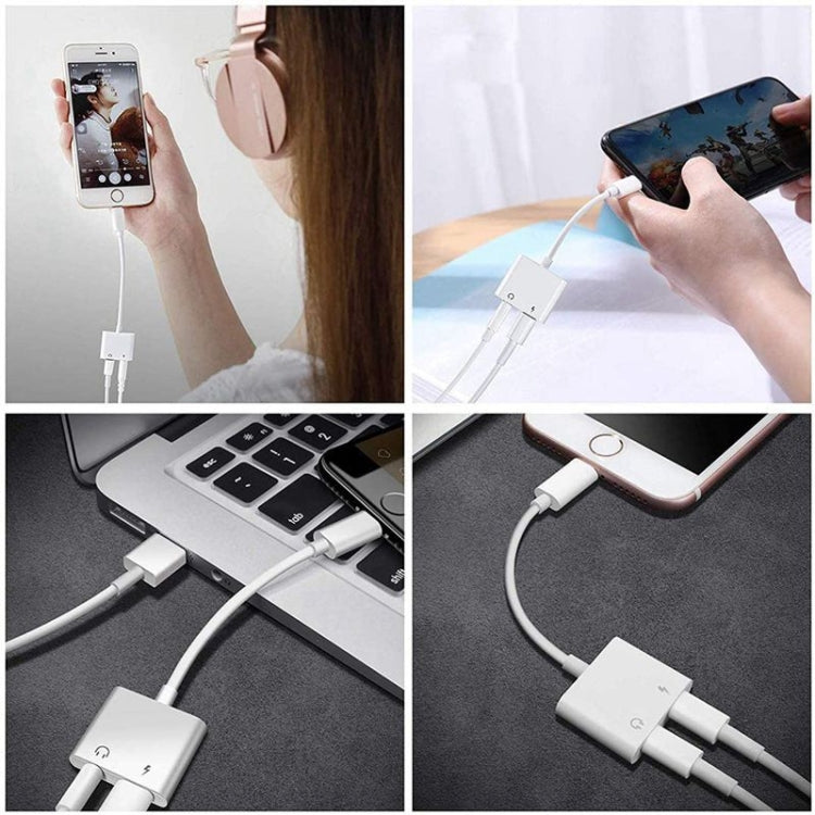 ZS-KL21804 2-in-1 8-Pin auf 3,5-mm-Audio + 8-Pin Ladeschnittstelle, Kopfhöreradapter, geeignet für alle IOS-Systeme, 8 Pin + 3,5 mm