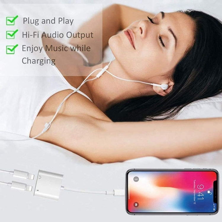 ZS-S1802 2-in-1 8-Pin Stecker auf 8-Pin Lade- + 8-Pin Audio Buchse Kopfhöreradapter, unterstützt Anrufe & Kabelfernbedienung, kompatibel mit allen iOS-Systemen