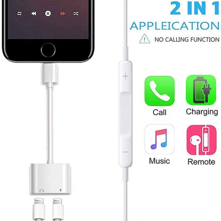 ZS-S1802 2-in-1 8-Pin Stecker auf 8-Pin Lade- + 8-Pin Audio Buchse Kopfhöreradapter, unterstützt Anrufe & Kabelfernbedienung, kompatibel mit allen iOS-Systemen