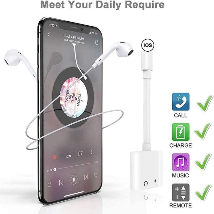 ZS-S1802 2-in-1 8-Pin Stecker auf 8-Pin Lade- + 8-Pin Audio Buchse Kopfhöreradapter, unterstützt Anrufe & Kabelfernbedienung, kompatibel mit allen iOS-Systemen