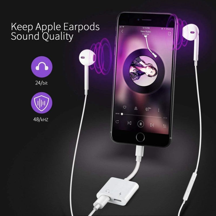 ZS-S1802 2-in-1 8-Pin Stecker auf 8-Pin Lade- + 8-Pin Audio Buchse Kopfhöreradapter, unterstützt Anrufe & Kabelfernbedienung, kompatibel mit allen iOS-Systemen