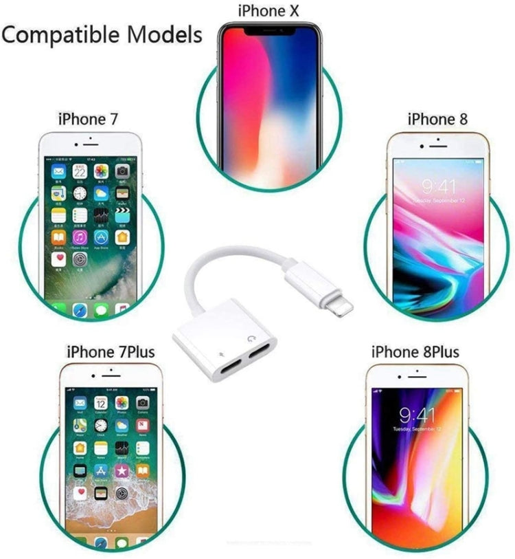 ZS-S1802 2-in-1 8-Pin Stecker auf 8-Pin Lade- + 8-Pin Audio Buchse Kopfhöreradapter, unterstützt Anrufe & Kabelfernbedienung, kompatibel mit allen iOS-Systemen