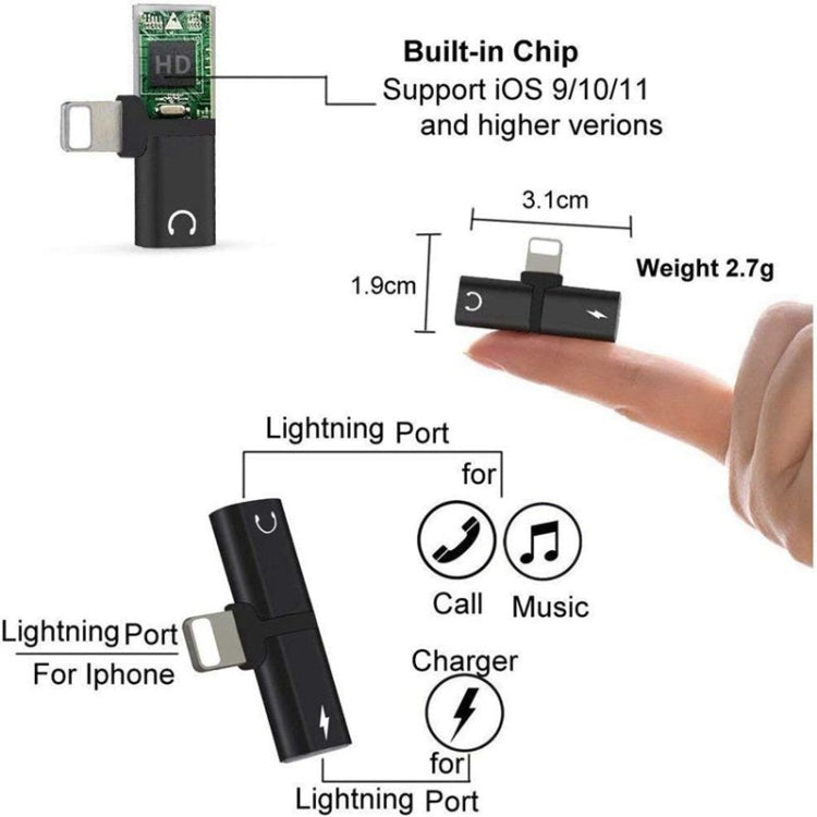 Zs-18182 2 STK 2-in-1 8-Pin Stecker auf 8-Pin Lade + 8-Pin Audio Buchse Kopfhöreradapter, unterstützt Anrufe und Lautstärkeregelung, kompatibel mit iOS 13 System