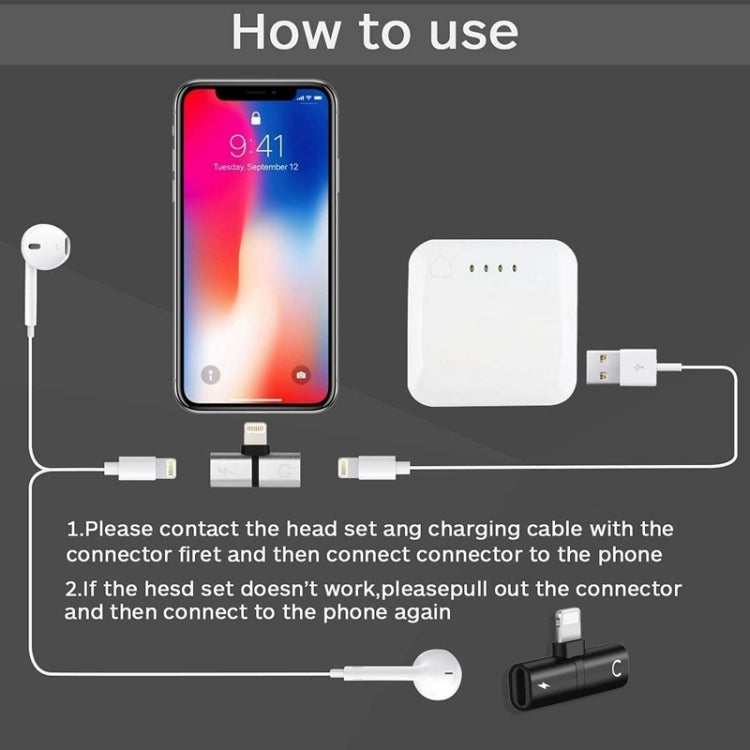 Zs-18182 2 STK 2-in-1 8-Pin Stecker auf 8-Pin Lade + 8-Pin Audio Buchse Kopfhöreradapter, unterstützt Anrufe und Lautstärkeregelung, kompatibel mit iOS 13 System