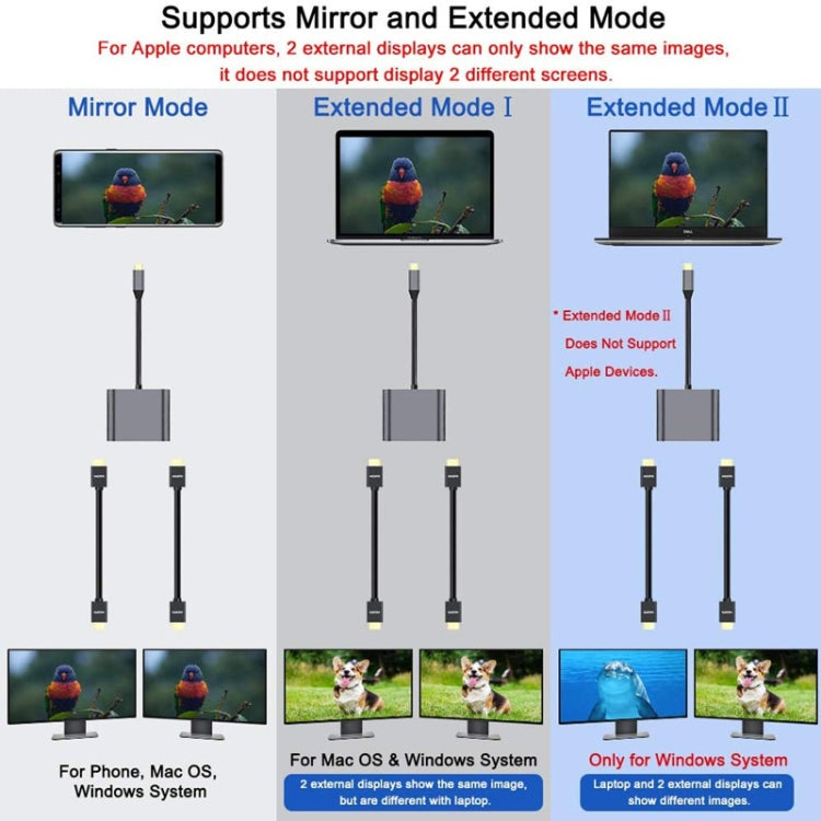 ZS-SGSHDMI USB-C / Type-C auf Dual HDMI Adapter, USB-C / Type-C auf Dual HDMI