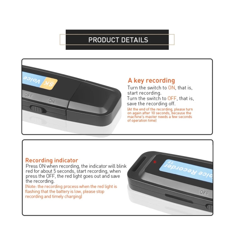 USB Digital Voice Recorder Pen – 70Hr Recording, WAV Format, 32GB Support