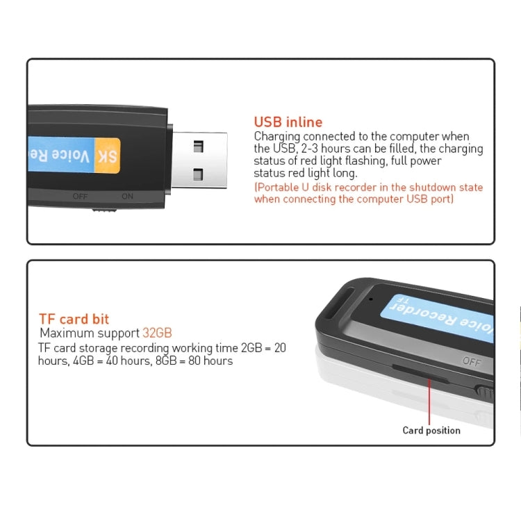USB Digital Voice Recorder Pen – 70Hr Recording, WAV Format, 32GB Support