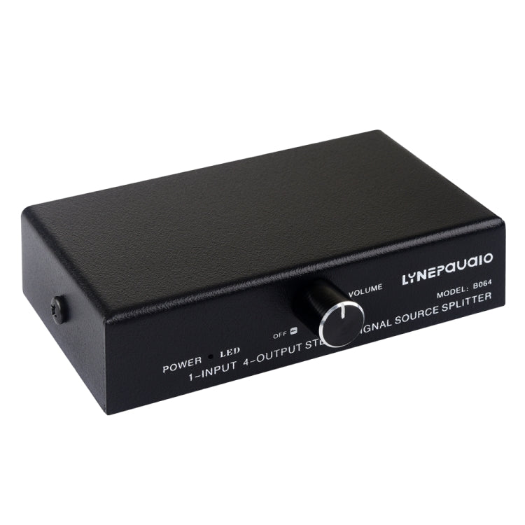 1-In-4-Out Audio Signal Splitter | 3.5mm Stereo Distribution Hub with Volume Control