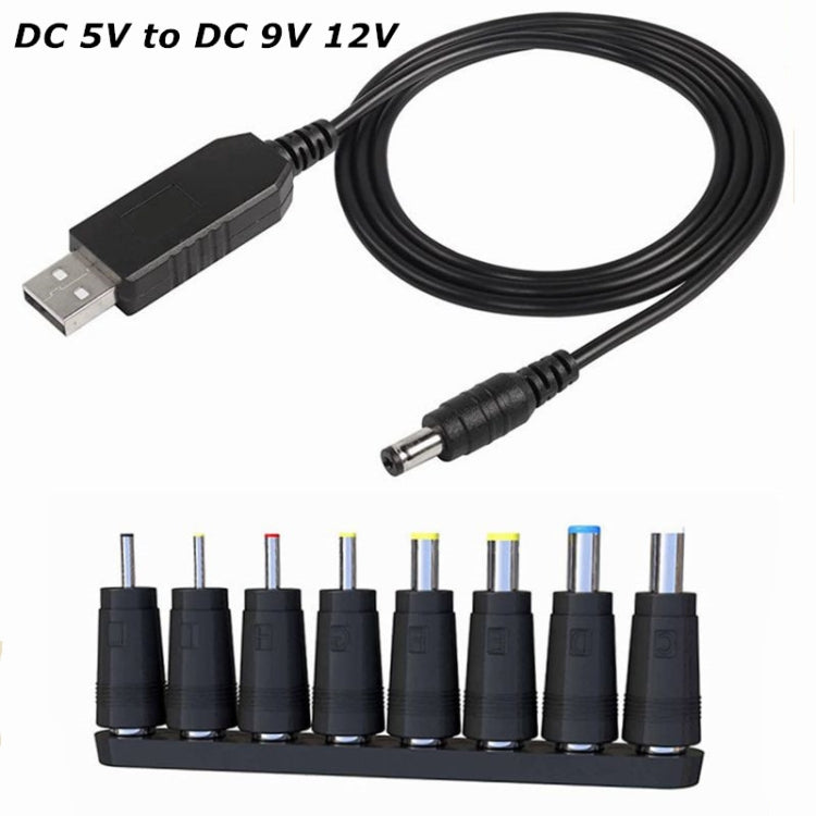 USB to 9V/12V Step-Up Voltage Converter Cable | LED Display & 8 DC Connectors