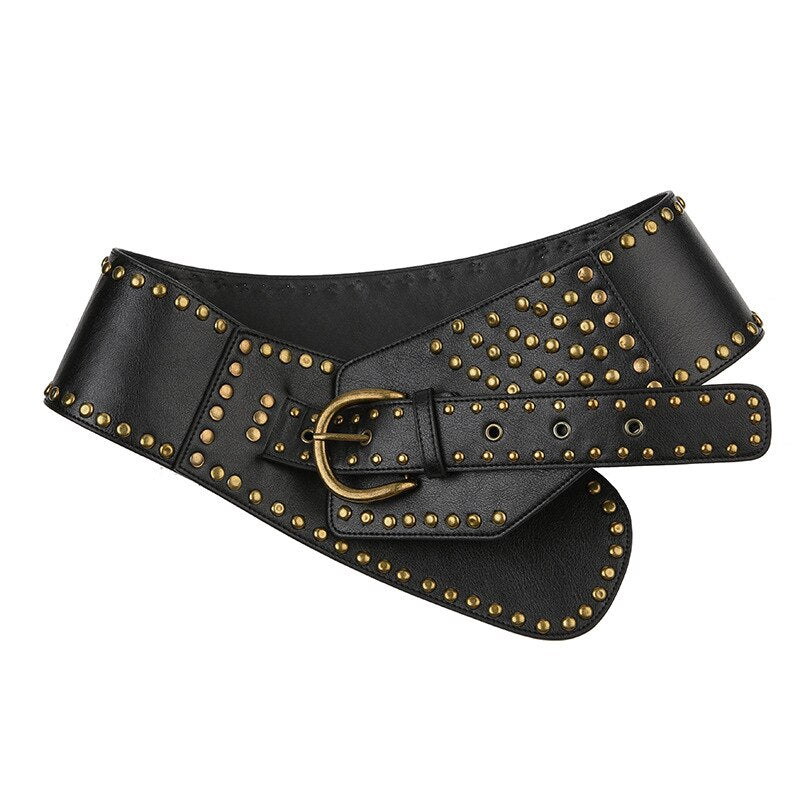 Rivet Ring Punk Crop Belt | Faux Leather Studded Belt with Rings