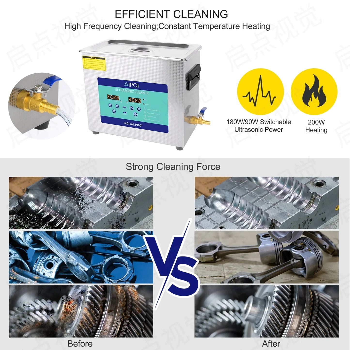 AIPOI Ultrasonic Cleaner – 800ml to 30L | Professional Home & Industrial Use