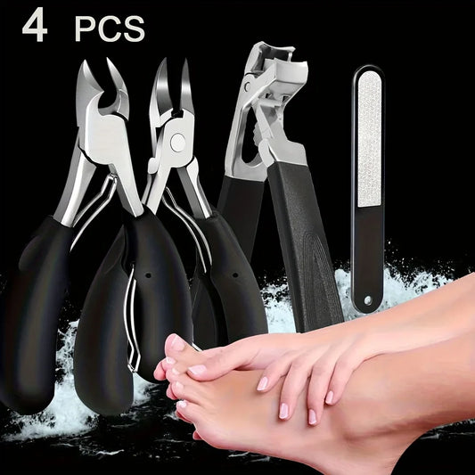 OLOEY 4-Piece Nail Clipper Set for Elderly | Extra Wide Mouth Thick & Toenail Clippers