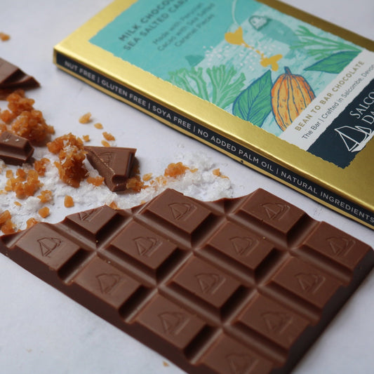 Barrita de chocolate con leche, caramelo y sal marina Salcombe Dairy | 43% cacao peruano