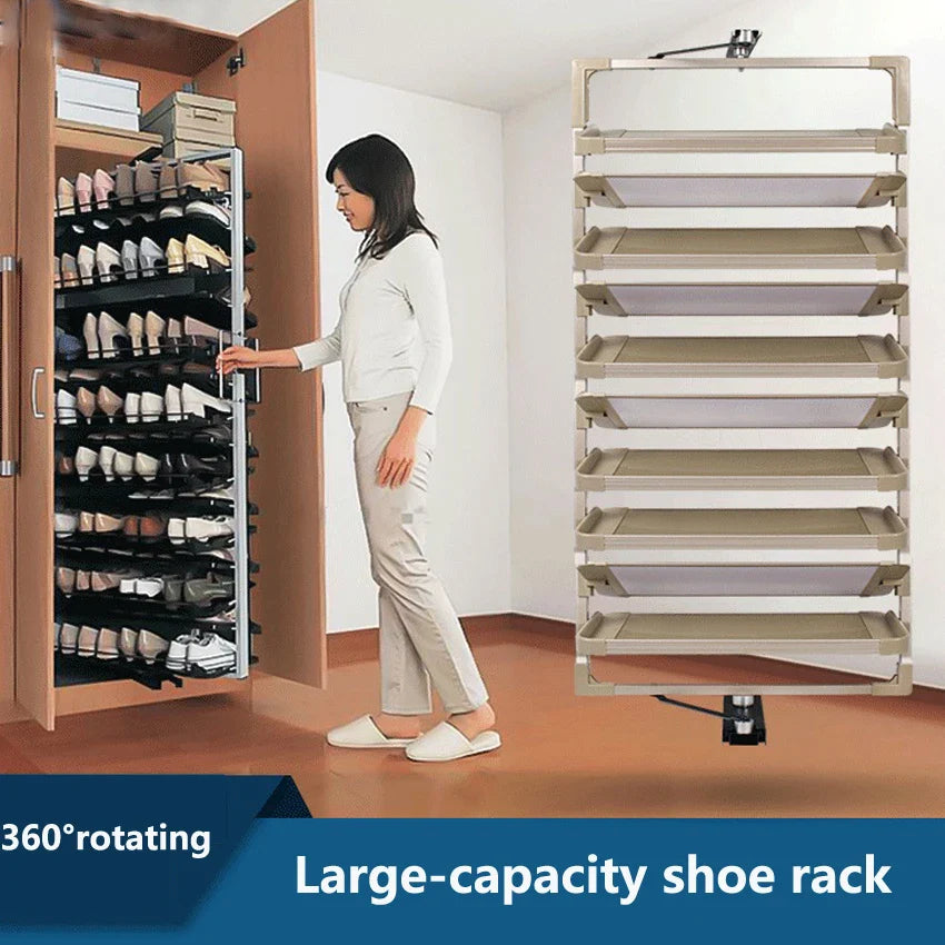 Shoe Rack 360° Rotating Height Adjustable Aluminum Alloy Shoe Cabinet Rack Rotating Shoe Cabinet Hardware Set Customizable
