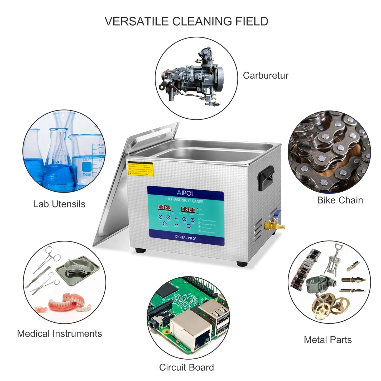 AIPOI Ultrasonic Cleaner – 800ml to 30L | Professional Home & Industrial Use