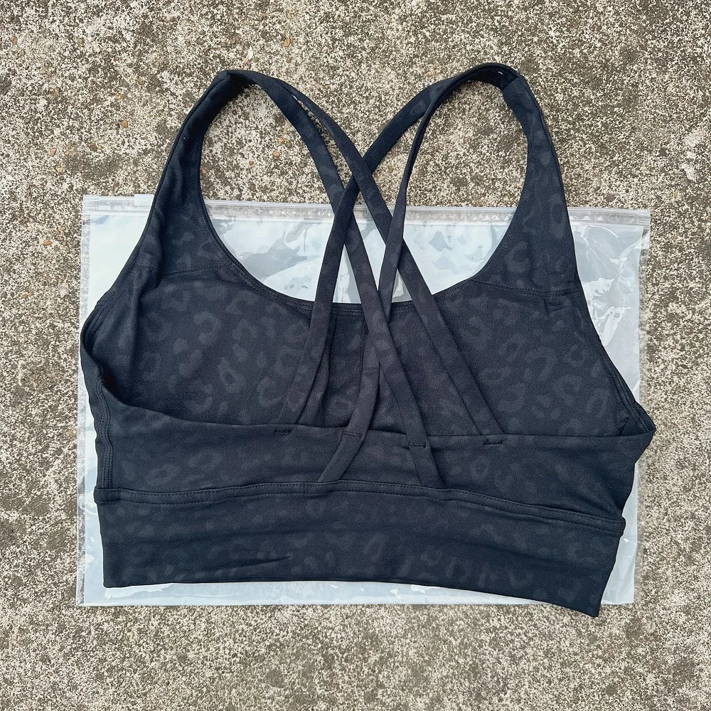 Solid Color Soft Cross Back Women Fitness Bra Tights Yoga Vest High Strength Shockproof Gym Sports Top Push Up With Chest Pad