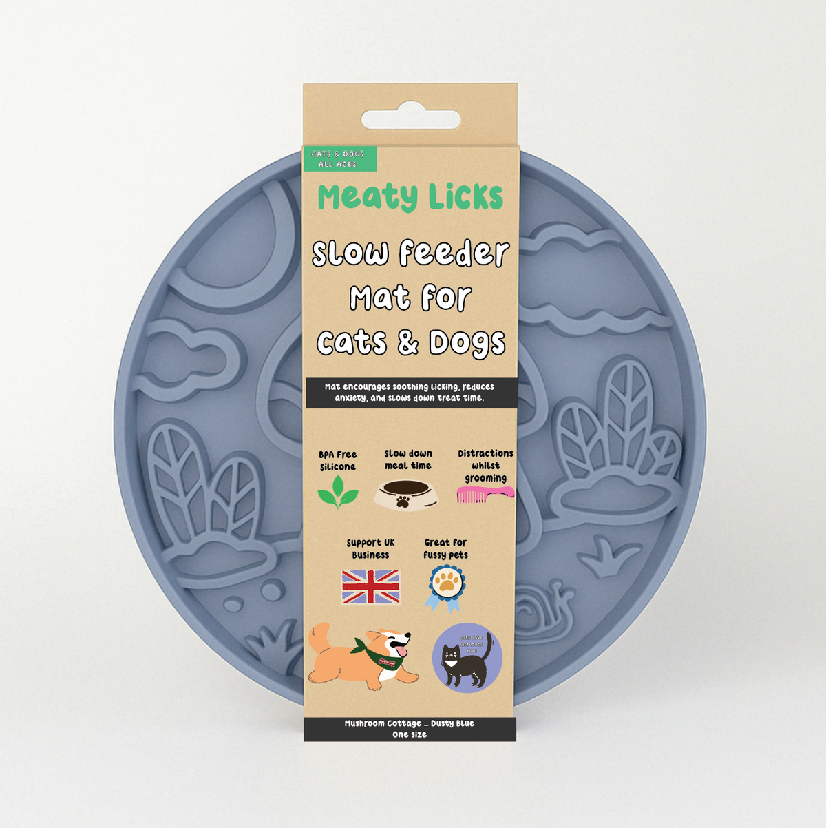Mushroom cottage slow feeder - dusty blue