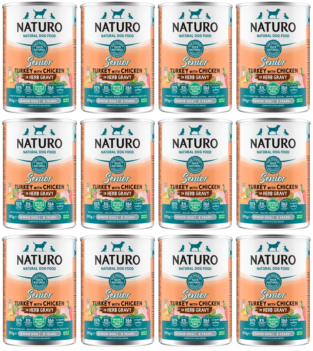 12 x Naturo Senior Perro Pavo y Pollo en Salsa - 390 g