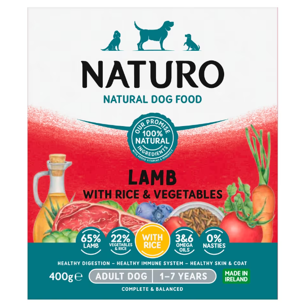7 x Naturo Adult Dog Tray Lamm & Reis - 400GM
