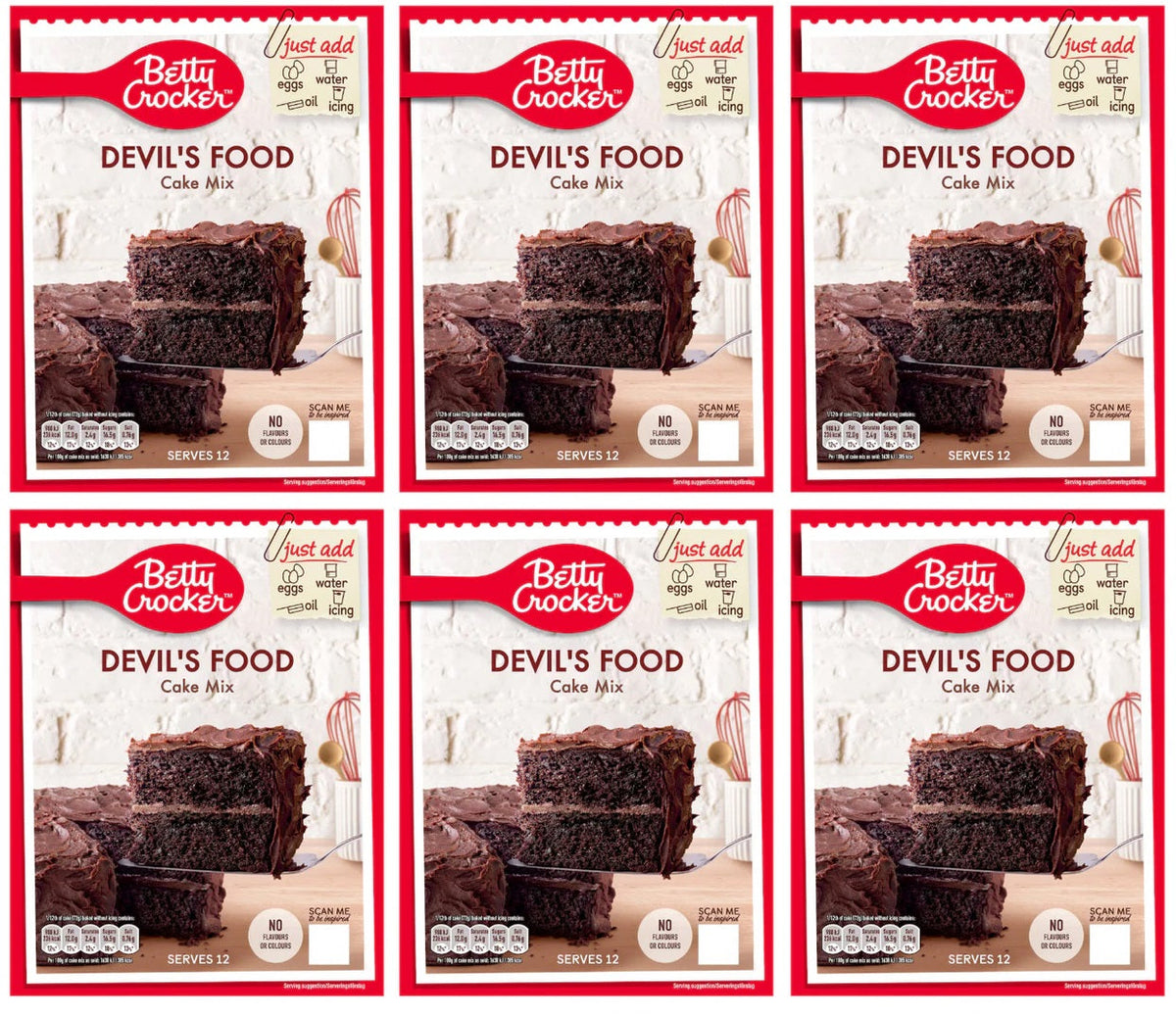 6 x Betty Crocker Teufelskuchen Backmischung 425g