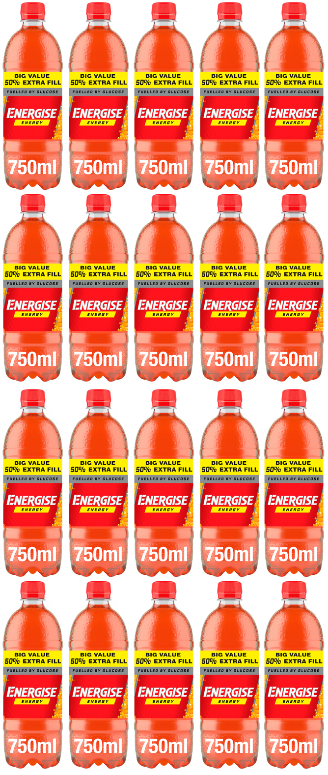 20 x Energize Energy Naranja Botella 750ml