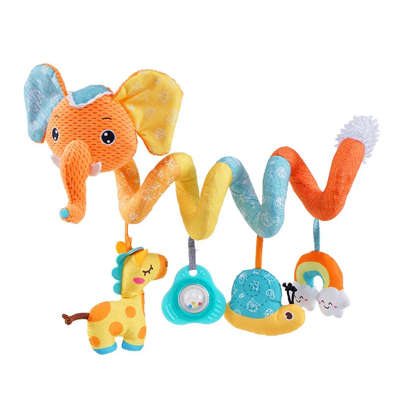 Newborns Spiral Hanging Activity Stroller Toy Baby Carseat Toy Black & White Lion Koala Rattle  for Crib Mobile Sensory Toy Gift