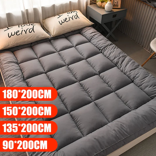 Thickened Mattress Topper – Cotton & Polyester Quilted Bed Cushion | UK Stock