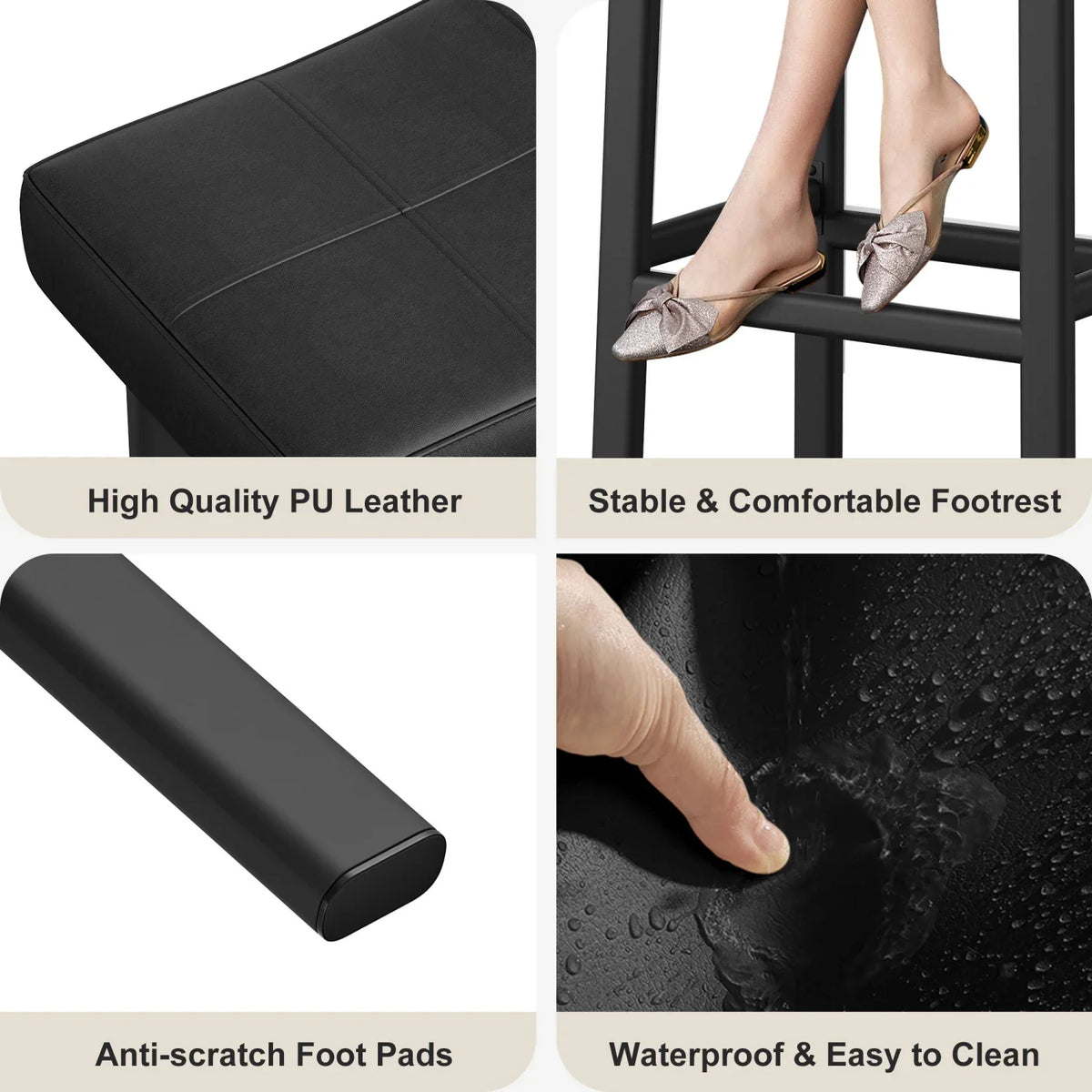 Bar Stools Set of 2 – Backless Saddle Counter Stool, Leather Kitchen Wide Chairs