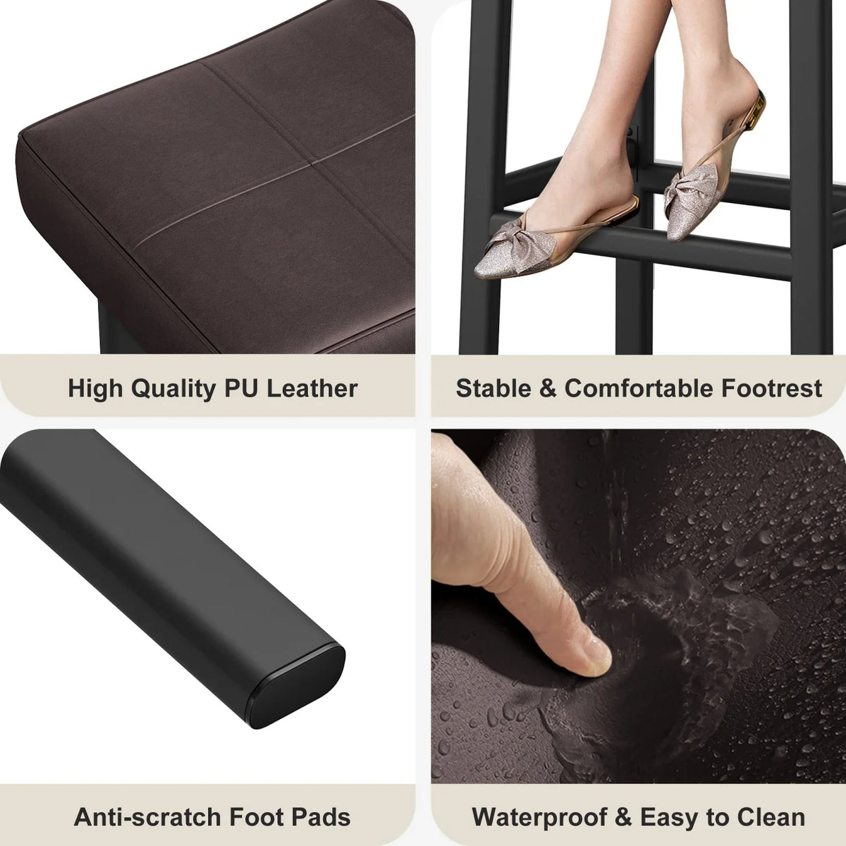 Bar Stools Set of 2 – Backless Saddle Counter Stool, Leather Kitchen Wide Chairs