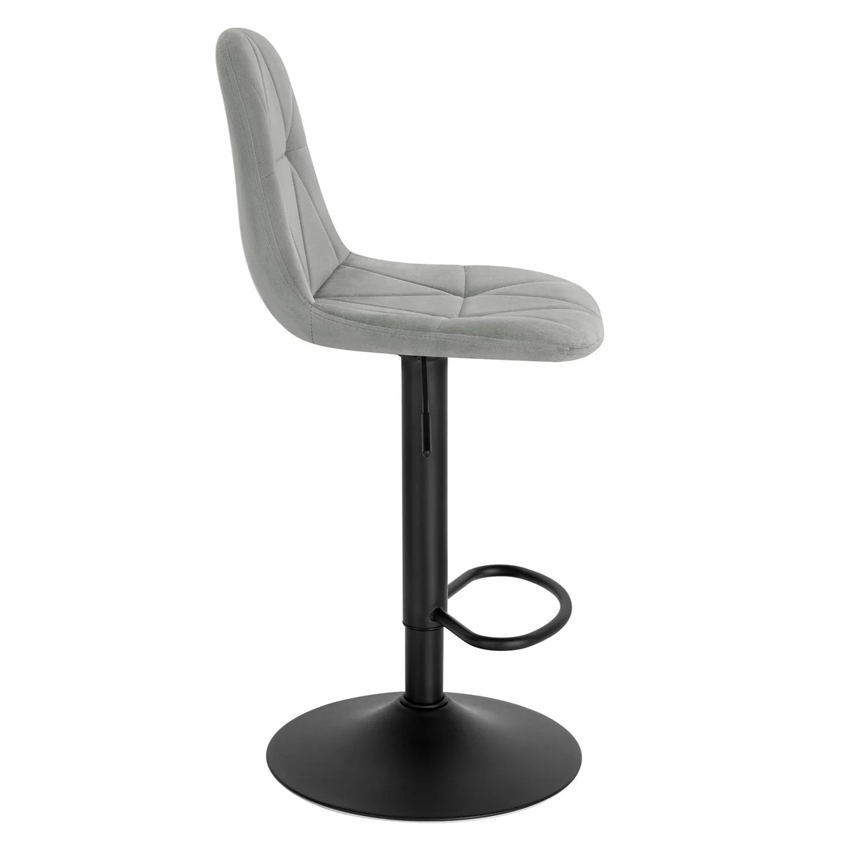 Set of 2 Height Adjustable Velvet Bar Stools - Swivel Counter Chairs Backrest