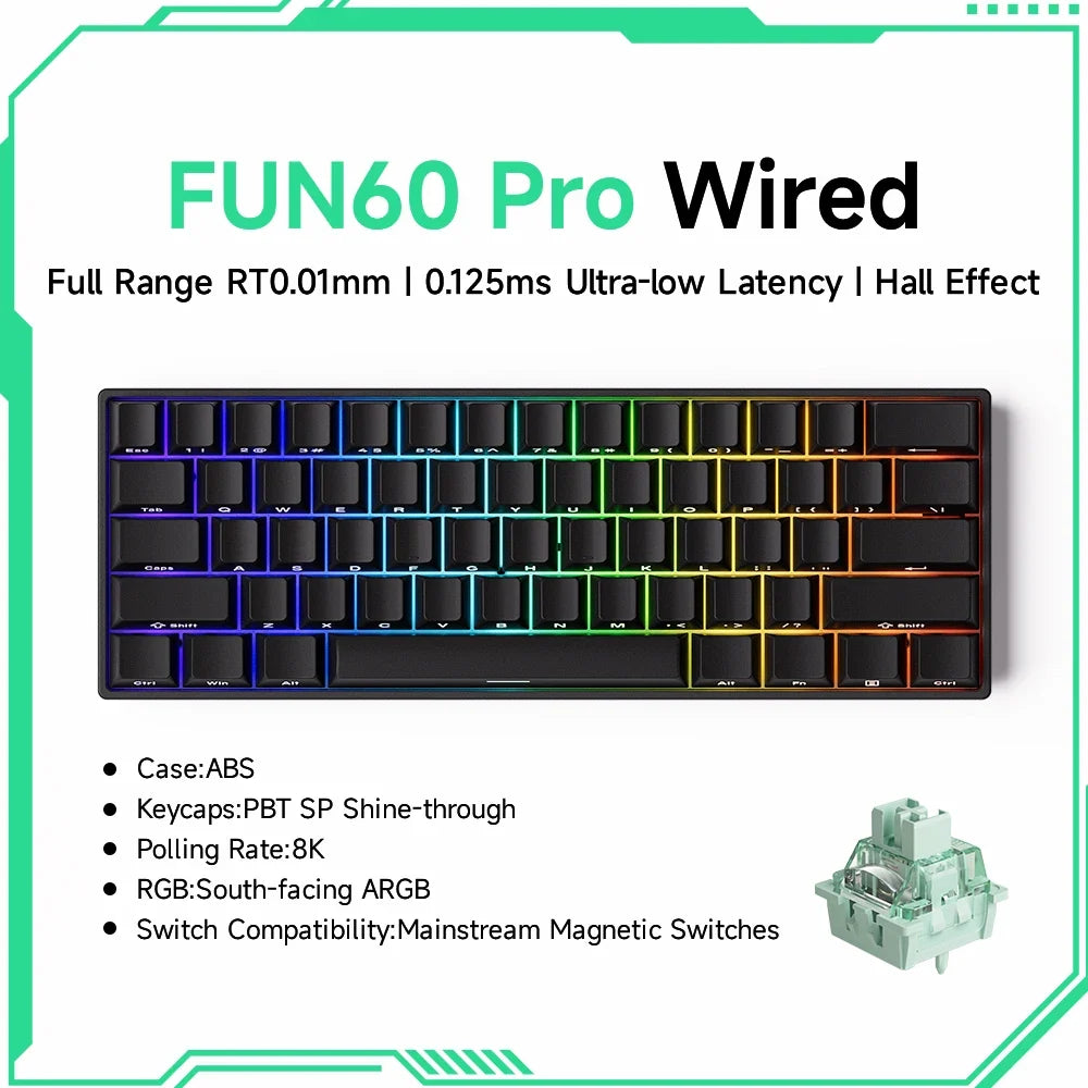 Mechanical Keyboard Magnetic Switch 60% Gaming Keyboards Rapid Trigger 0.01mm 8K ARGB HE/TMR Custom Keyboard