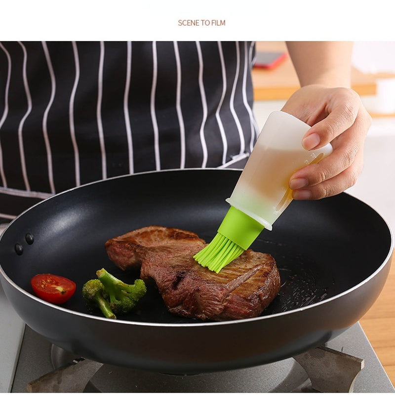 Silicone Basting Brush with Lid & Measurements - BBQ & Cooking Marinade Tool