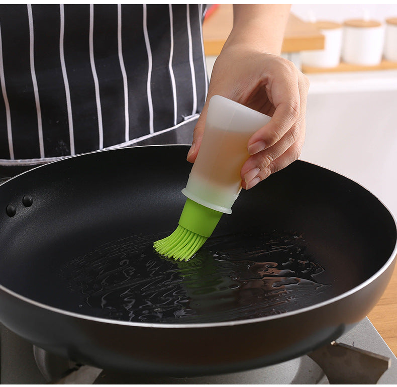 Silicone Basting Brush with Lid & Measurements - BBQ & Cooking Marinade Tool