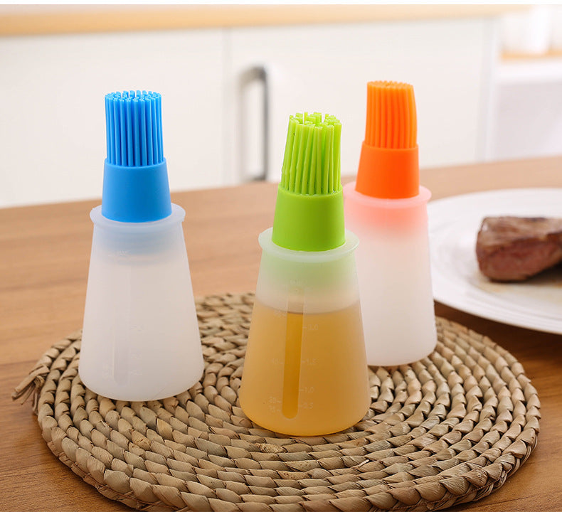 Silicone Basting Brush with Lid & Measurements - BBQ & Cooking Marinade Tool