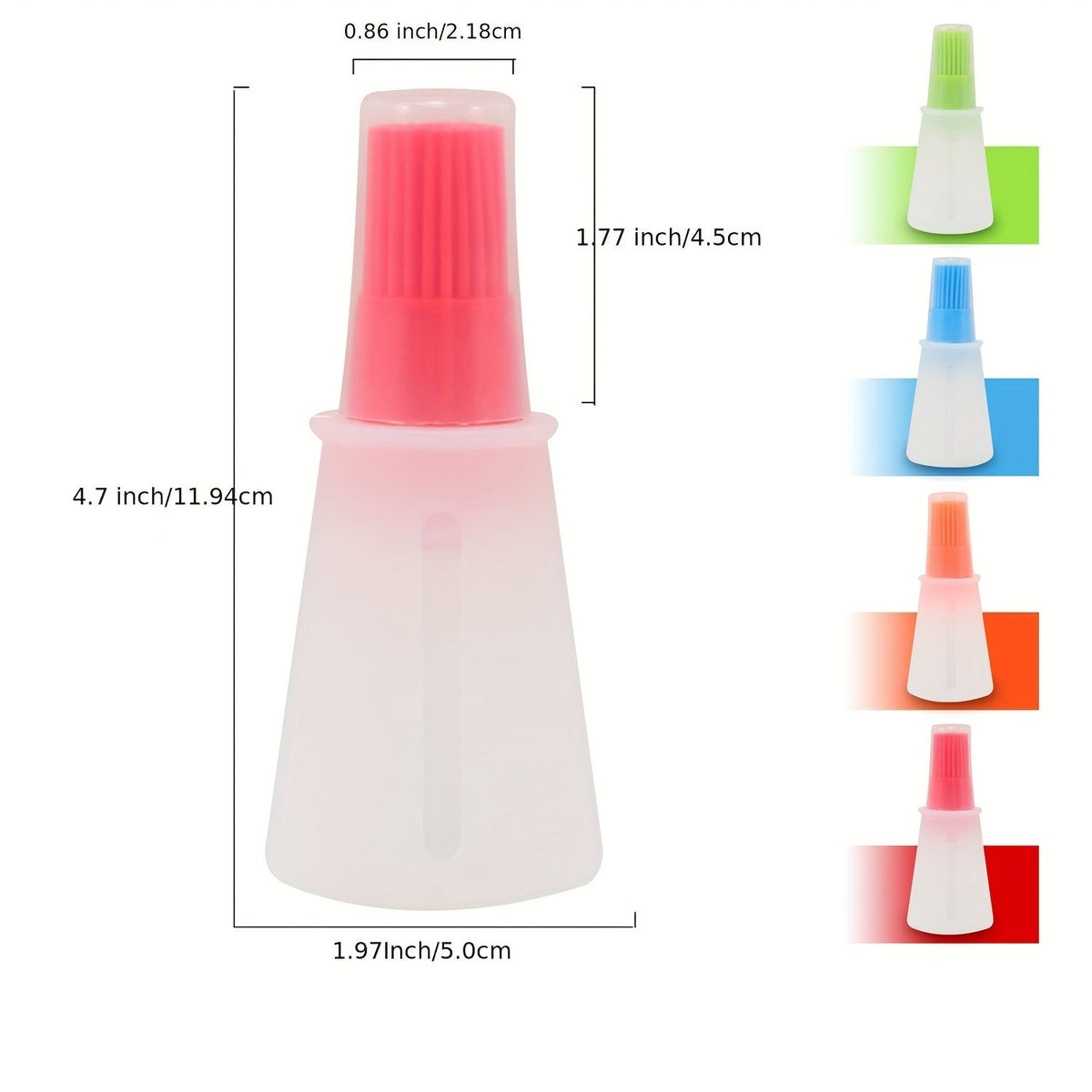 Silicone Basting Brush with Lid & Measurements - BBQ & Cooking Marinade Tool