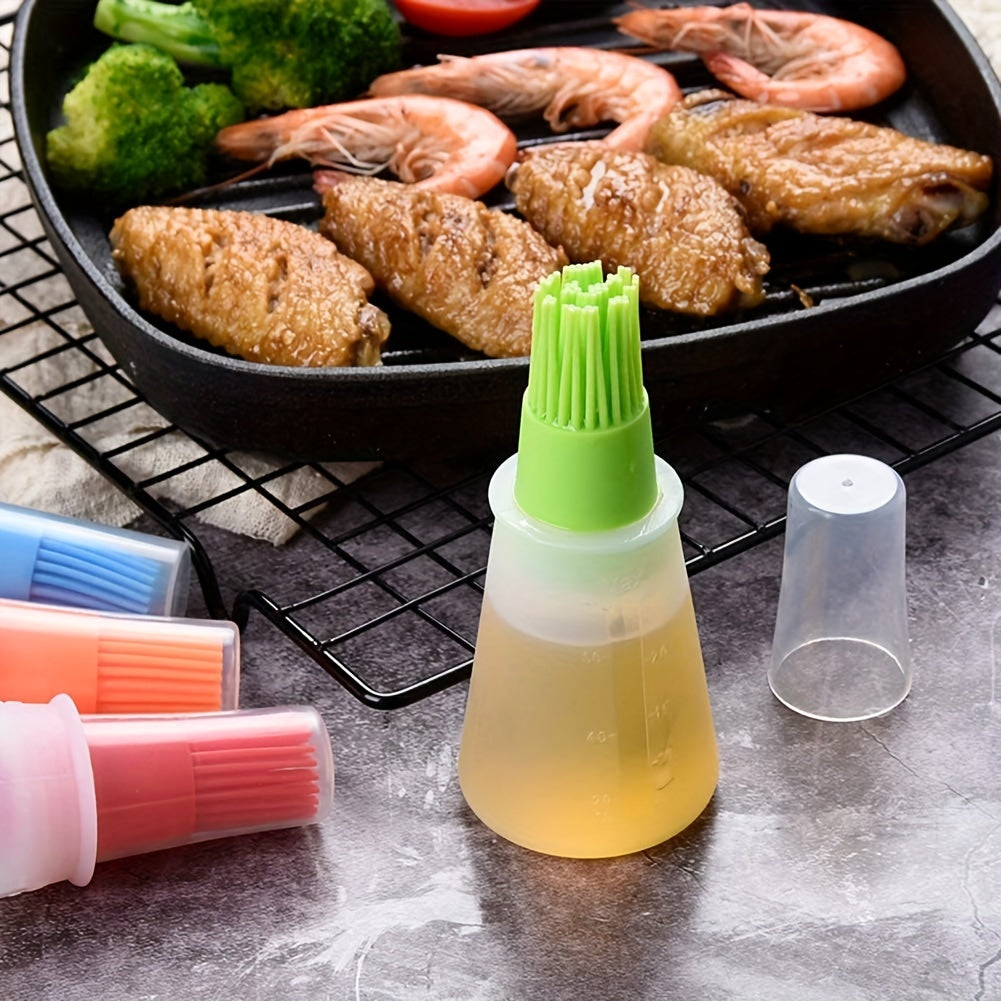 Silicone Basting Brush with Lid & Measurements - BBQ & Cooking Marinade Tool