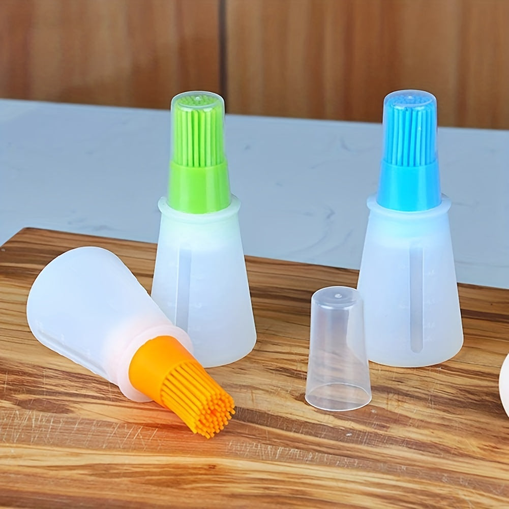 Silicone Basting Brush with Lid & Measurements - BBQ & Cooking Marinade Tool