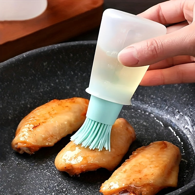 Silicone Basting Brush with Lid & Measurements - BBQ & Cooking Marinade Tool