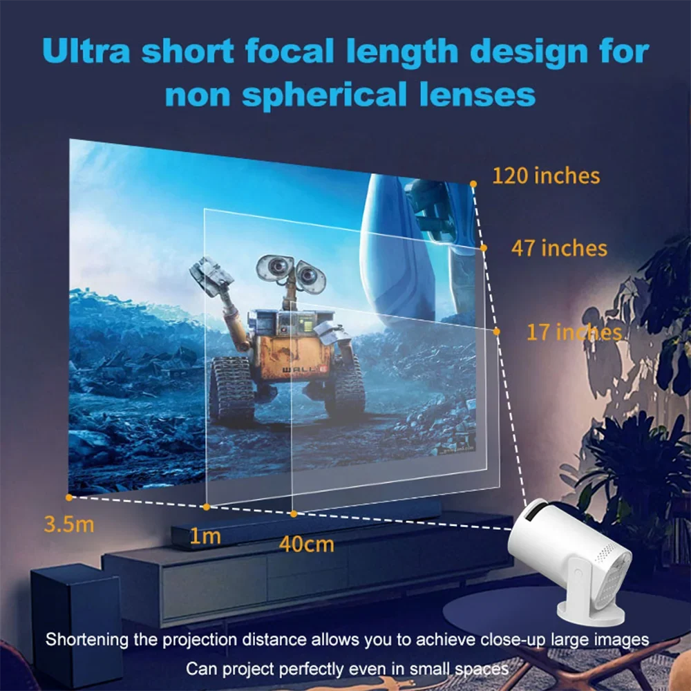 Smart Wi-Fi Mini Home Projector – HD Portable Home Theatre iOS Android Speakers
