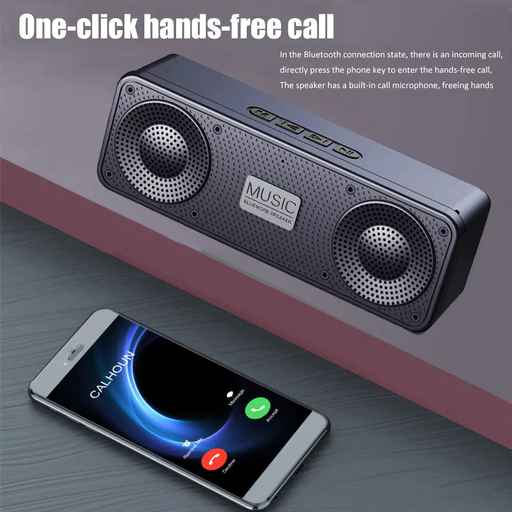 Black Wireless Bluetooth Smart Speaker – Portable Subwoofer Audio with FM Radio