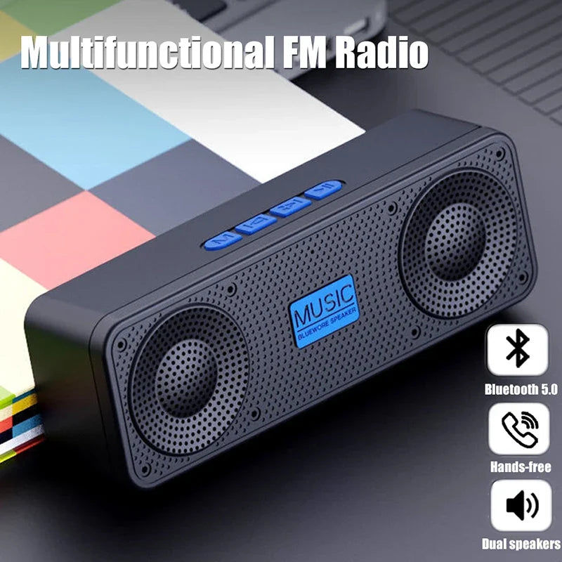 Black Wireless Bluetooth Smart Speaker – Portable Subwoofer Audio with FM Radio