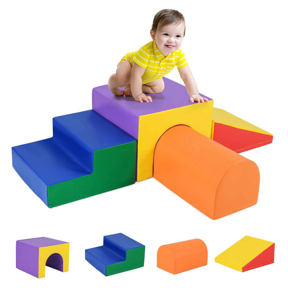 Climb and Crawl Foam Block Play Set for Infant Baby and Toddlers-Blue