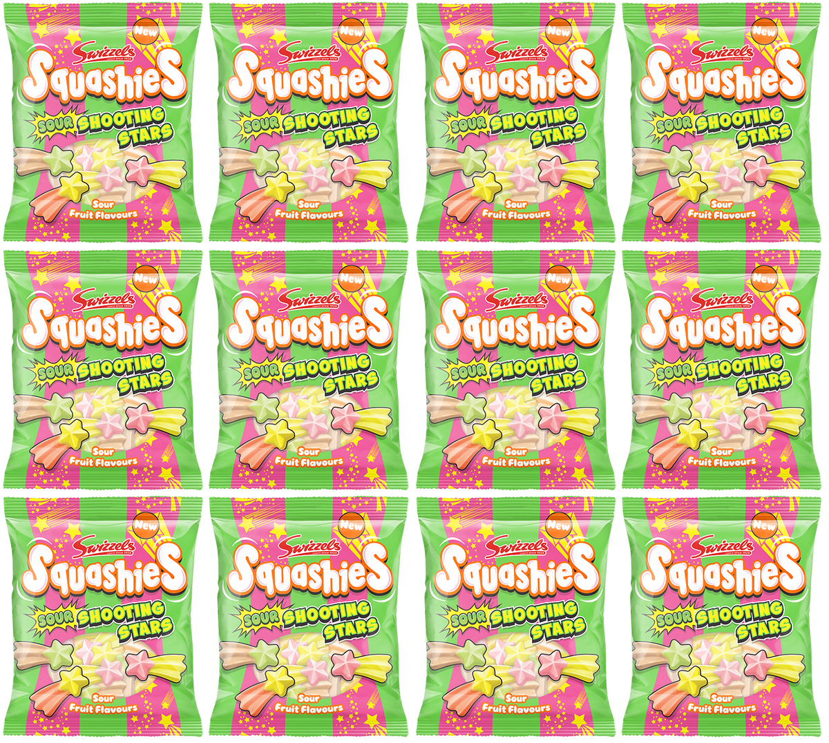 12 x Squashies Sour Shooting Stars - 120 g