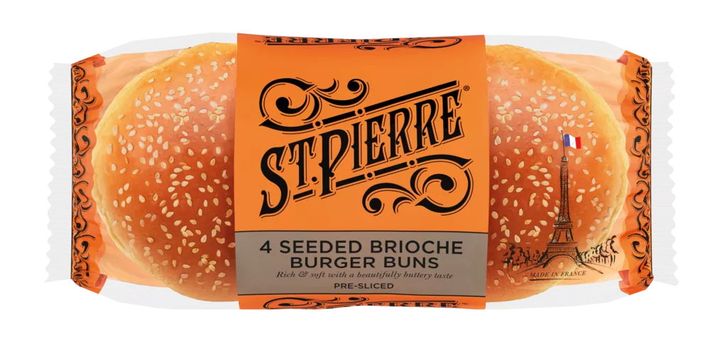 9 x St Pierre 4 Brioche Seeded Burger Buns - 250GM