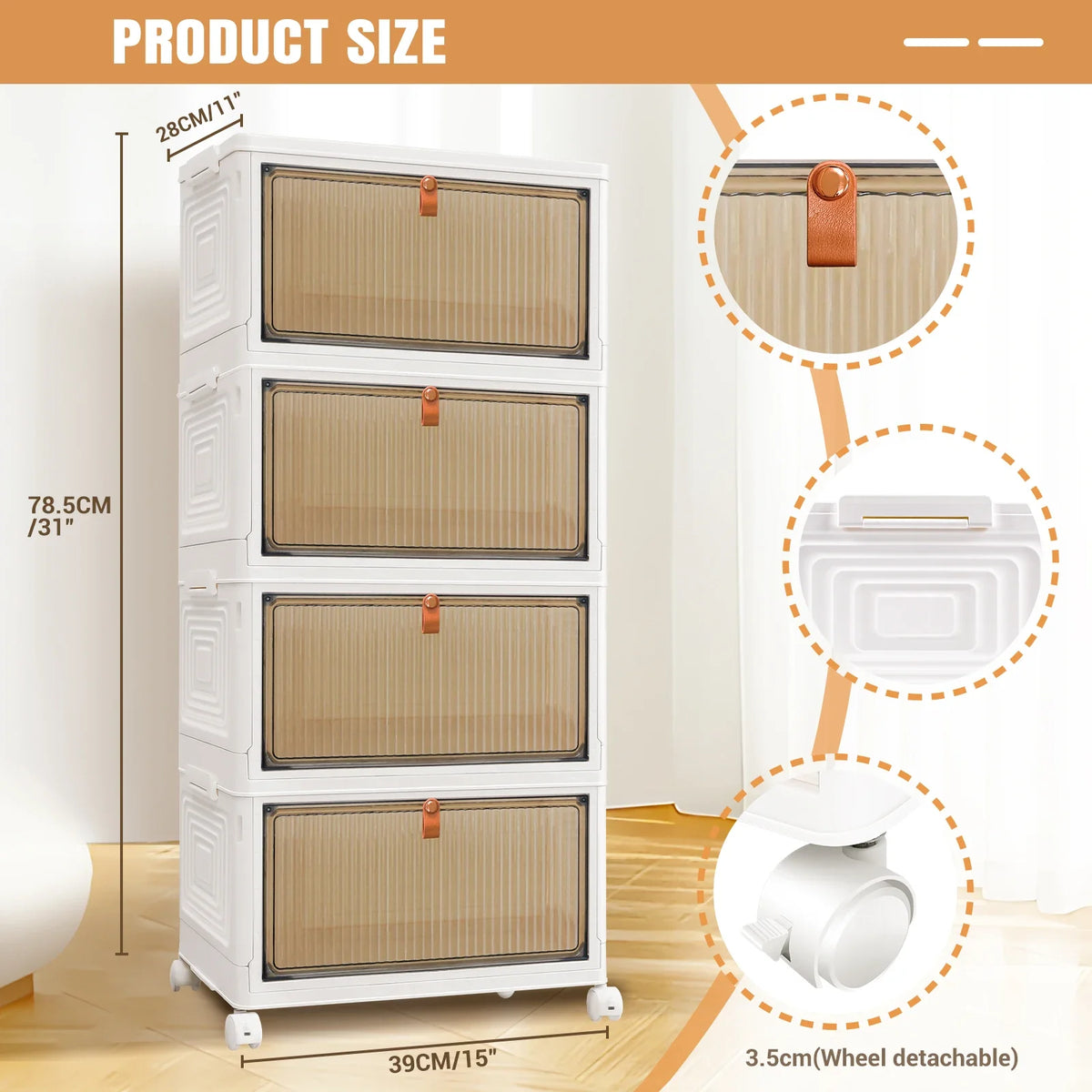 3/4/5 Tier Stackable Storage Boxes with Lids - Thickened Portable Units