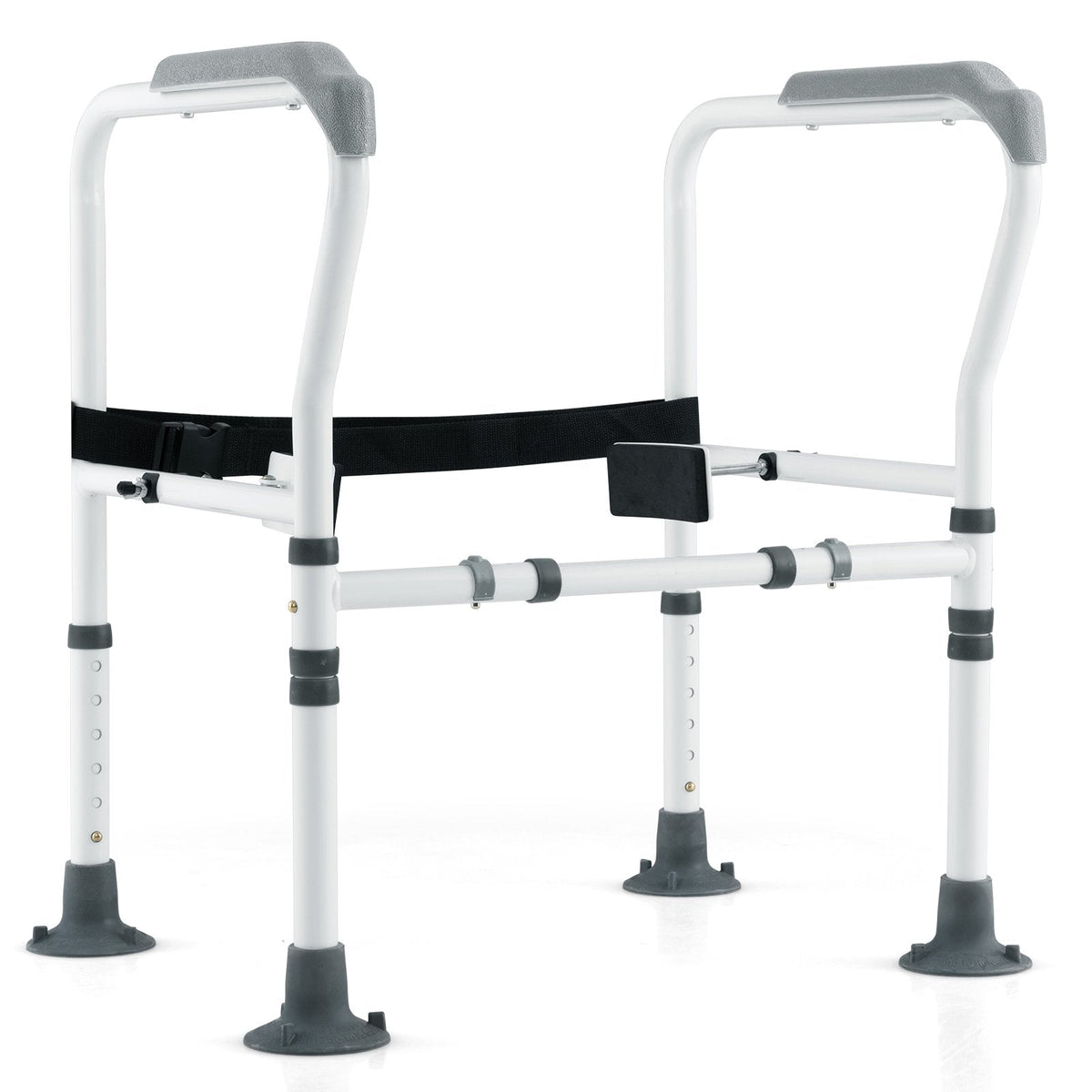 Stand Alone Toilet Safety Frame with Adjustable Height and Width-Grey