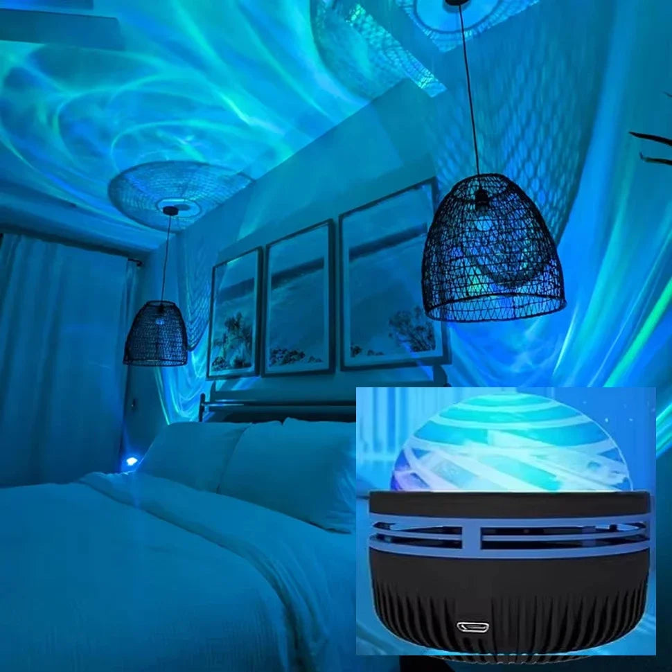 Star Galaxy Projector Night Light - Ocean Wave Bedroom Ceiling Lamp Room Decoration