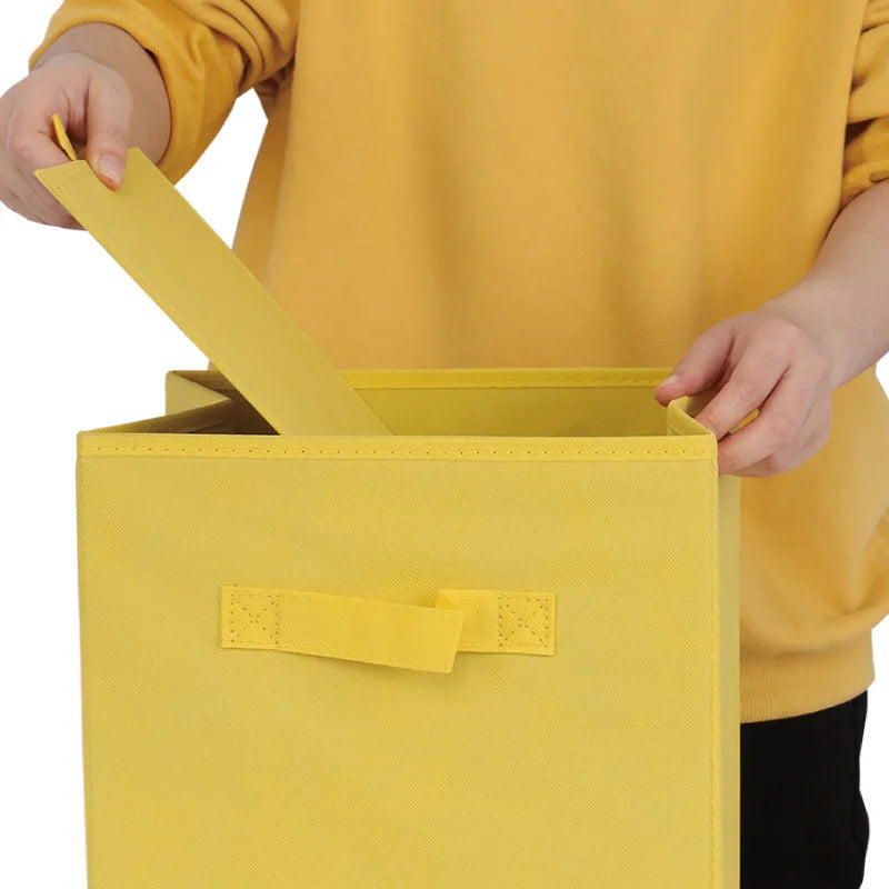 Foldable Non-Woven Storage Cube Organiser for Shelves & Wardrobes with Handles